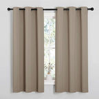 NICETOWN Taupe Room Darkening Curtains for Kitchen, Window Treatment Thermal Insulated Solid Grommet Room Darkening Curtains/Drapes for Bedroom (Set of 2, 42 inches Wide by 48 inches Long)
