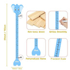 Personalized Growth Chart for Wall, Wooden Height Chart for Kids, Cute Height Measurement for Child/Girls/Boys, Baby and Toddler's Playroom/Kid's Room/Nursery Decor, Elephant