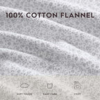Laura Ashley - Flannel Sheets Twin Size, Anti-Pilling & Wrinkle Resistant Cotton, Touchably Soft for All-Season Comfort - Bed Sheets with Matching Pillowcase & Fitted Sheet (Chelsie Vine Grey)