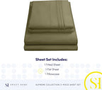 Twin Sheets - Breathable Luxury Sheets with Full Elastic & Secure Corner Straps Built In - 1800 Supreme Collection Extra Soft Deep Pocket Bedding Set, Sheet Set, Twin, Olive