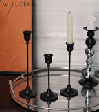 Black Candlestick Holders, Taper Candle Holders, Set of 3 Matte Black Candle Holder Set, Vintage Table Centerpiece for Wedding Christmas Holiday