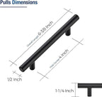 JOY DECOR 3 Pack Cabinet Handles, Black Cabinet Pulls, 4 in Hole Center Kitchen Hardware, Stainless Steel T Bar Handles for Dresser Drawers