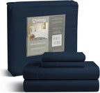 100% Egyptian Cotton Sheets For King Size Bed, 800 Thread Count Deep Pocket King Sheet Set, Elasticated Sheet & Pillowcase Sets, No Pill & Shrink, Soft & Comfy Naturally Cool & Breathable- Dark Denim