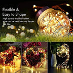 String Lights, Waterproof LED String Lights,2 Pack 20ft 60 LED Festival Decorations Crafting Battery Powered Copper Wire Starry Fairy Lights (Warm White)