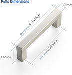 JOY DECOR 12 Pack Cabinet Handles, Brushed Nickel Cabinet Pulls, 3-3/4 Inch Kitchen Closet Handles Square Drawer Pulls Stainless Steel Drawer Hardware, 96mm Hole Centers