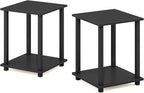 Furinno SIMPLISTIC Side Table Set of 2, 2-Tier End Table, Nightstand, Night Stand, Bedside Table, Easy Assembly, for Living Room, Bedroom, Americano