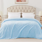 Exclusivo Mezcla Fleece Blanket Queen Size for Bed, Super Soft and Warm, All Season Use, Cozy, Plush, Lightweight, 90x90 Inches, Ice Blue