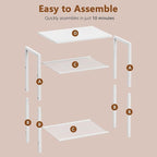 Hoctieon 3 Tier End Table, Telephone Table, Narrow Side Table with Storage, Nightstand for Small Spaces, Metal Frame, for Living Room, Bedroom, Sofa Couch, Hall, Easy Assembly, White