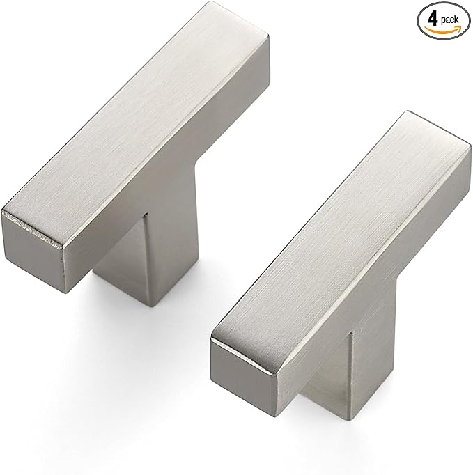 JOY DECOR 4 Pack Cabinet Knobs, Brushed Nickel Cabinet Handles, 2 Inch Kitchen Knobs, Single Hole Drawer Hardware for Dresser Drawers