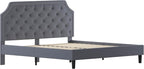 Flash Furniture Brighton King Size Tufted Upholstered Platform Bed in Light Gray Fabric