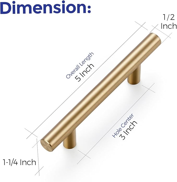 Ravinte 60 Pack 5 Inch Cabinet Pulls Champagne Bronze Stainless Steel Kitchen Drawer Pulls Cabinet Handles 5 InchLength, 3 Inch Hole Center