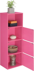 Convenience Concepts Xtra Storage Three-Door Cabinet with Shelf in Pink Wood Finish