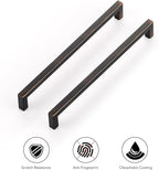 Ravinte 10 Pack Solid Kitchen Cabinet Handles Oil Rubbed Bronze Cabinet Pulls Slim Drawer Pulls with 7-1/2 Inch Hole Center Square Bar Kitchen Cabinet Hardware