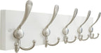 SKOLOO Creations White Solid Wood Wall Mounted Coat Rack, 5 Hooks, 17" Long - Kitchen, Mudroom, Entryway, Bathroom - Includes Mounting Hardware, Wall Coat Hanger, Towel Rack