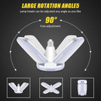 LED Garage Lights 4 Pack, 80W LED Shop Light with 4+1 Multi-Position Panels Deformable E26/E27 Ceiling Light, 6500k 8000LM Ceiling Led Daylight for Shop, Basement, Workshop, Attic, Barn