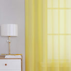 KEQIAOSUOCAI Vibrant Yellow Sheer Voile Window Treatment Grommet Top Curtain Panels for Bedroom and Living Room (54 x 63 inches Long, Set of 2)