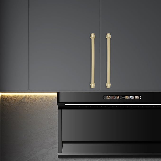 10 Pack 10 inch(254mm) Brushed Brass Kitchen Cabinet Handles Knurled Cabinet Pulls Gold Drawer Pulls Kitchen Cabinet Hardware Kitchen Handles Drawer Pulls Dresser Handles