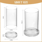 Hurricane Glass Candle Holders Set of 2, Serrated Round Candle Stand for Pillar Candles Modern CandleHolders Cylinder Chimney Cover for Outdoor Wedding Decor Parties & Table Centerpieces