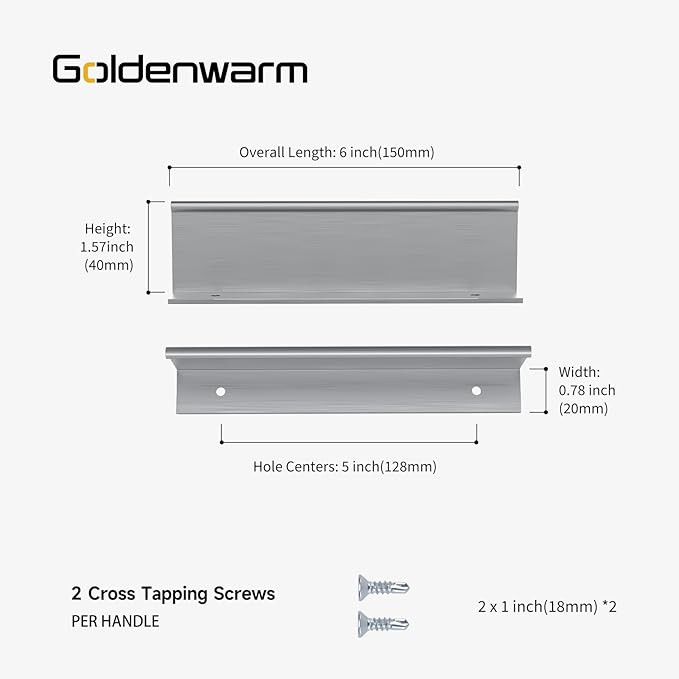 goldenwarm 10 Pack Brushed Nickel Finger Edge Pulls Drawer Finger Pulls Kitchen Hardware Handles Bedroom Dresser Drawers, 5in Hole Centers
