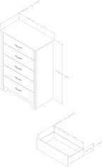 South Shore Fusion 5-Drawer Chest, Pure Black