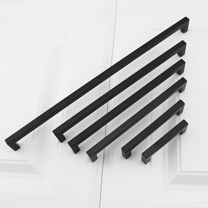 Goldenwarm 1 Pack Black Square Bar Cabinet Pull Drawer Handle Stainless Steel Modern Hardware for Kitchen and Bathroom Cabinets Cupboard, Center to Center 3in (76mm)