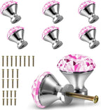30mm Kitchen Cabinet Knobs Drawer Pull Handle Hardware, Crystal Clear Pink Glass Round Diamond Shape Dresser Closet Bi-fold Door Bathroom Cupboard Desk Nightstand Bookcase Furniture Drawer Knob, 8PCS