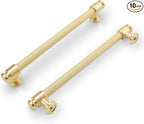 10 Pack 6-1/4" Hole Center(160mm) Brushed Brass Cabinet Handles and Pulls - Gold Drawer Handles for Kitchen and Dresser