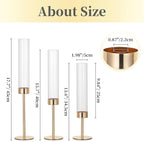 Hewory Gold Taper Candle Holders: Candlestick Holders Set of 6 Hurricane Glass Tall Candle Holder for Candlesticks Candle Sticks Holder Decor for Table Centerpiece Wedding Party Christmas Decorations