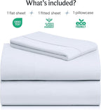 LuxClub 3 PC Sheet Set Bed Sheets Deep Pockets 16" Eco Friendly Wrinkle Free Cooling Machine Washable Hotel Bedding Silky Soft - Baby Blue Twin