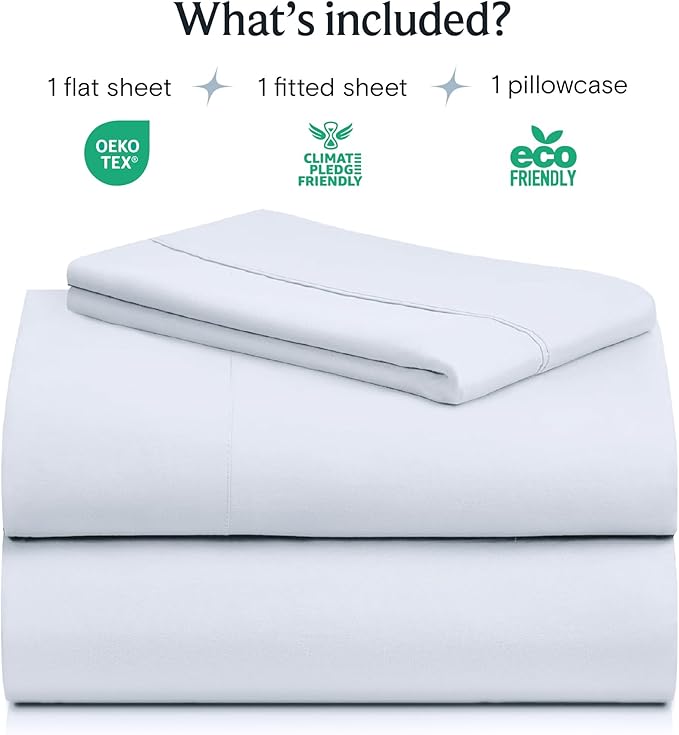 LuxClub 3 PC Sheet Set Bed Sheets Deep Pockets 16" Eco Friendly Wrinkle Free Cooling Machine Washable Hotel Bedding Silky Soft - Baby Blue Twin