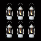 White Mini Lanterns Decorative 6-Pcs for Winter Christmas Wedding & Halloween, Small Elegant Lantern with LED Light for Western Cowboy, Camping Baby Shower Birthday Party, Centerpiece Table