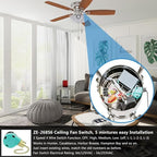 Ceiling Fan Replacement Parts Zing Ear ZE-268S6, Ceiling Fan Switch 3 Speed 4 Wire Pull Chain Cord Switch Speed Control Compatible with Hunter Ceiling Fans Wall Lamps (Brass Pull Chain)