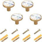 4-Pack Zinc Alloy Furniture Knobs Pulls for Dresser Drawers, Cute Dinosaur Cupboard Door Handle 1.26" Diameter for Decorative Walls