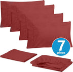 Sweet Home Collection 6 Piece 1500 Supreme Collection Brushed Microfiber Deep Pocket Sheet Set-2 Extra Pillow Cases, Great Value, Split King, Burgundy