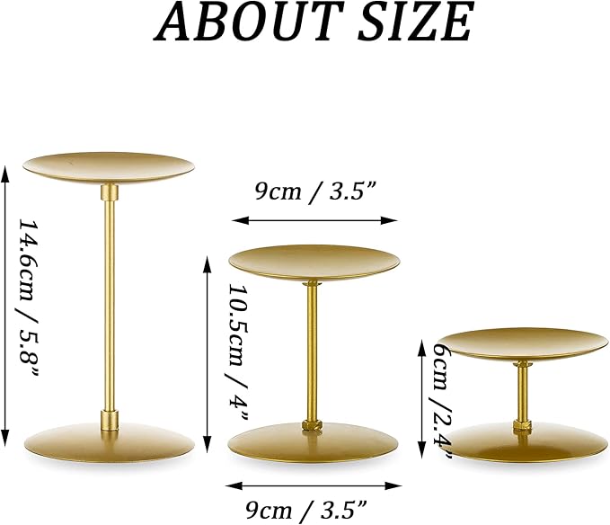 Pillar Candle Holders Candelabra Gold - Set of 12 Bulk Candle Stand Iron Plate Minimalism Modern Home Mantel Dinning Table Decorations Centerpiece for Wedding, Party, Housewarming, Events