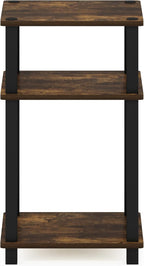 Furinno Just 3-Tier Turn-N-Tube End Table/Night Stand/Bedside Table, 1-Pack, Amber Pine/Black