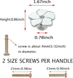 4pcs White Flower Petal Handles Kitchen Cabinet Drawer Knobs & Pulls (Silver, 8 Screws)