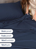 Extra Deep King Sheet Set - 6 Piece Breathable & Cooling Sheets - Hotel Luxury Bed Sheets Set - Easy & Secure Fit - Soft, Wrinkle Free & Comfy Sheets Set - Navy Blue Sheet Set with Extra Deep Pockets