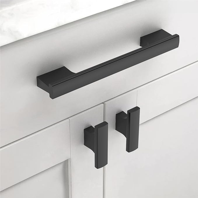 Asidrama 30 Pack 5 Inch(128mm) Matte Black Kitchen Cabinet Handles, Cabinet Pulls Kitchen Cabinet Hardware for Cupboard Drawer Pulls