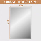 Frameless Mirror for Bathroom Vanity,18x26in Wall Mounted Mirrors for Over Sink Decorative Rectangular Frameless Mirror,With Polished Edge,Hangs Horizontally Or Vertically,Entryways,Room,Shatterproof