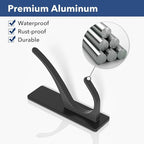 pickpiff Self Adhesive Coat Hooks for Hanging, Heavy Duty Stainless Double Wall Hook for Towel, Backpack, Hat, Sturdy Metal Hanger for Bathroom, Bedroom, Door, Wall Mounted, 10 Pack, Matt Black