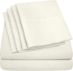 Cal King Size Bed Sheets - 6 Piece 1500 Supreme Collection Fine Brushed Microfiber Deep Pocket California King Sheet Set Bedding - 2 Extra Pillow Cases, Great Value, California King, ivory