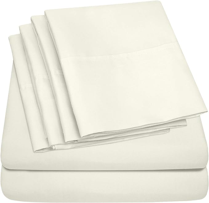 Full Size Bed Sheets - 6 Piece 1500 Supreme Collection Fine Brushed Microfiber Deep Pocket Full Sheet Set Bedding - 2 Extra Pillow Cases, Great Value, Full, ivory