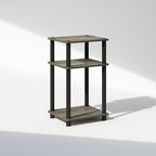 Furinno JUST Night Stand, 3-Tier Turn-N-Tube Nightstand, Toolless Bedside Table, End Table, Side Table with Open Storage for Bedroom, Living Room, Bathroom, French Oak