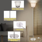 RUNTOP Floor Lamps for Living Room, Floor Lamp for Bedroom, Office, Tall Modern Standing Lamp, LED Floor Lamp with Foot Switch, 3 Color Temperatures 2700k 4000k 5000K, 9W LED Bulb, Linen Lampshade