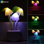 iBetterLife Sensor Mushroom Night Light - 2 Pack Color Changing Plug in Wall LED Mushroom Nightlight with Dusk to Dawn Sensor Auto On/Off Cottage Core Decor Lamp, Super Power Saving