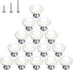 HUAMULAN 15 Pack Ceramic Knob Simple Dresser Kitchen Round Cabinet Pulls Zinc Alloy Base Cupboard Wardrobe Drawer Door Handles,3 Size Screws A4-43-BaiGold-15PCS