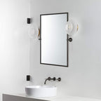 TEHOME Pivot Tilting Bathroom Vanty Mirror Rectangle Oil Rubbed Bronze Metal Framed Beveled Wall Mirror, Overall 23.9 x 30 inches (Mirrror 20 x 30 inches)