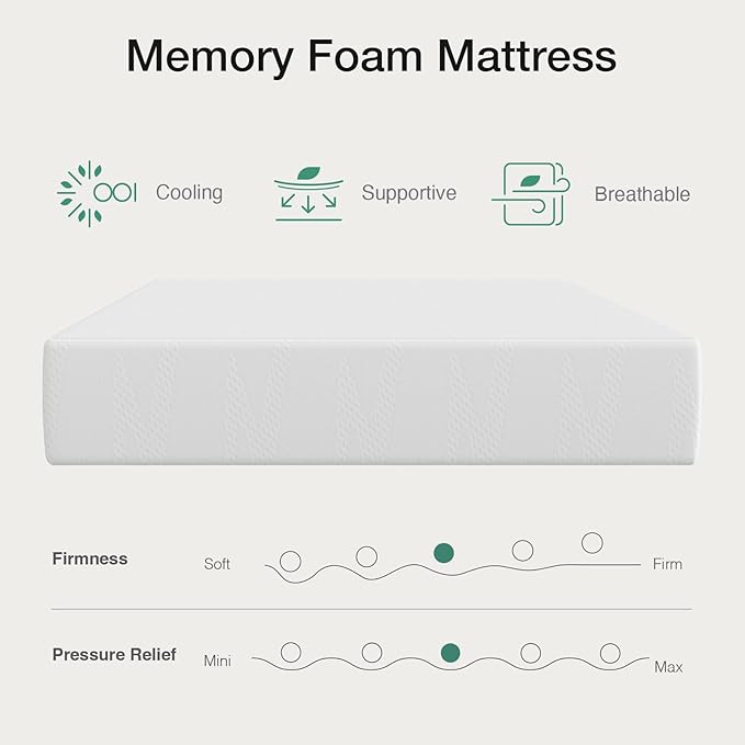 Novilla 12 inch Twin Memory Foam Mattress, Twin Size Gel Memory Foam Mattress for Cooling Night Sleep, Pressure Relief, CertiPUR-US Certified