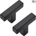 30 Pack Matte Black Cabinet Knobs - Kitchen Cabinet Knobs Black Cabinet Pulls for Kitchen Cabinet Drawer Stainless Steel Dresser Knobs for Cabinet Hardware 2in Length Single Hole Square